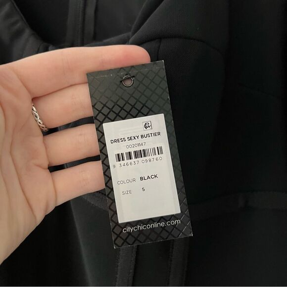 NWT City Chic Plus Size Sexy Bustier Ruched Long Sleeve in Black - Picture 7 of 7